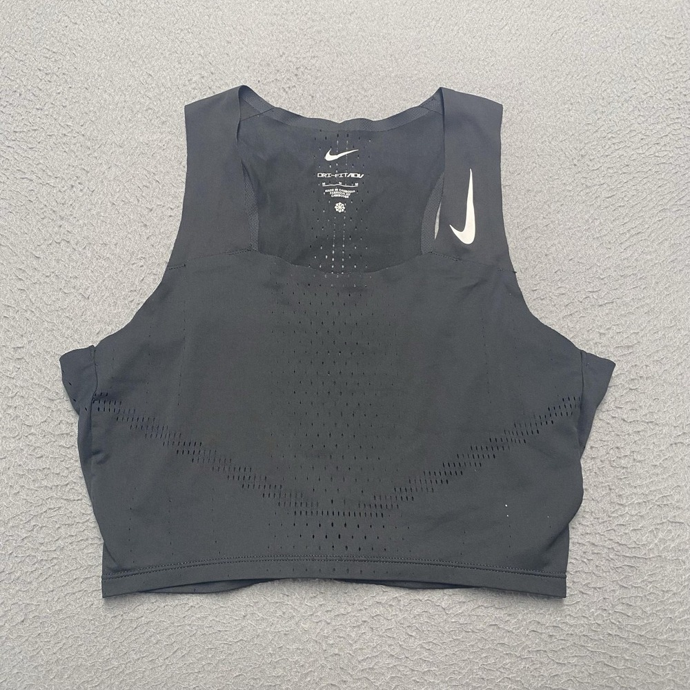 Nike Tank Top Womens Medium Black Dri-FIT ADV Cropped Running Track DM8728-010